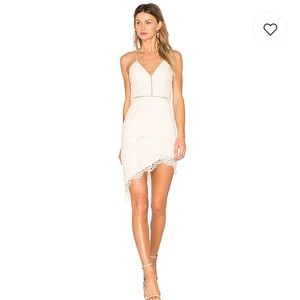 White Lace Asymmetrical Strappy Back Ivory Dress